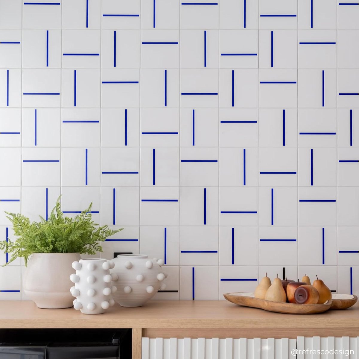 Salas e ambientes sociais com Azulejo Traço Decor Lines Azul Bic
